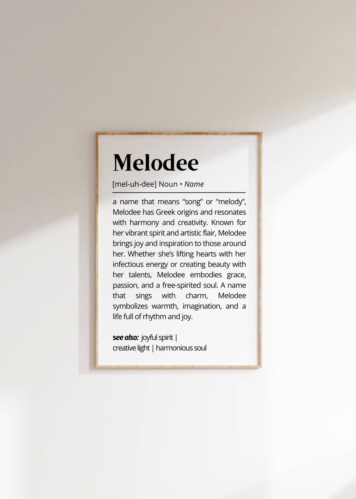 Melodee Name Definition Dictionary Meaning Personalized Poster