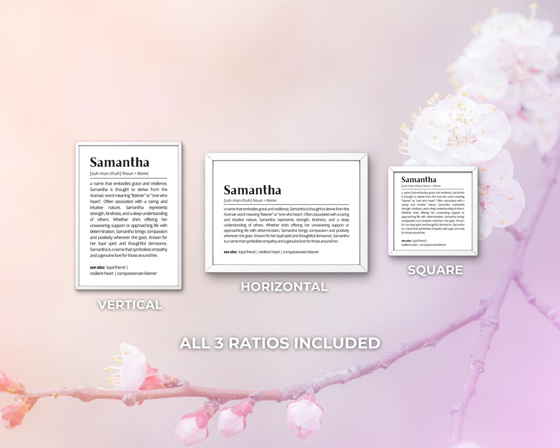 Samantha Name Definition Minimalist Personalized Art Print - Image 3