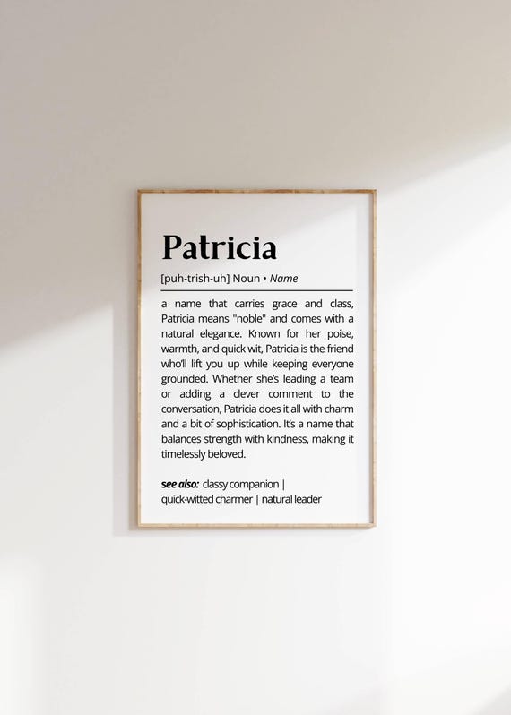 Patricia Name Definition Poster, Personalized Name Decor