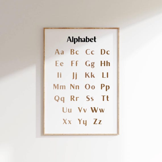 Minimalist Alphabet Print Educational Poster For Kids Modern Abc Wall Art Learning Alphabet Decor Classroom Nursery Montessori Art
