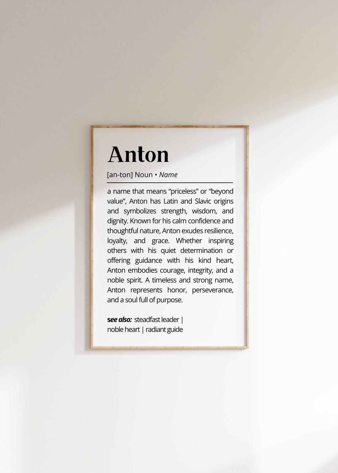 Anton Name Definition Wall Art Name Meaning Minimalist Personalized Gift For Him Unique Home Decor Typography Art Birtday Gift Idea Poster