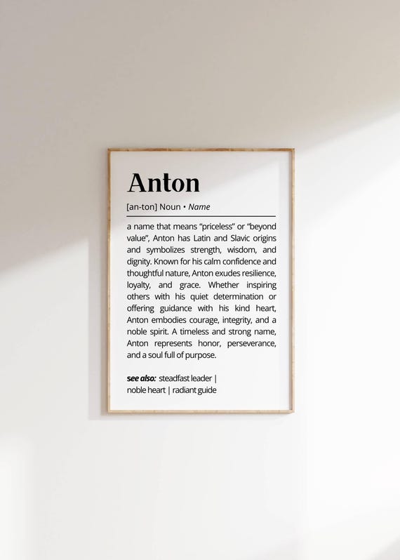 Anton Name Definition Wall Art Name Meaning Minimalist Personalized Gift For Him Unique Home Decor Typography Art Birtday Gift Idea Poster
