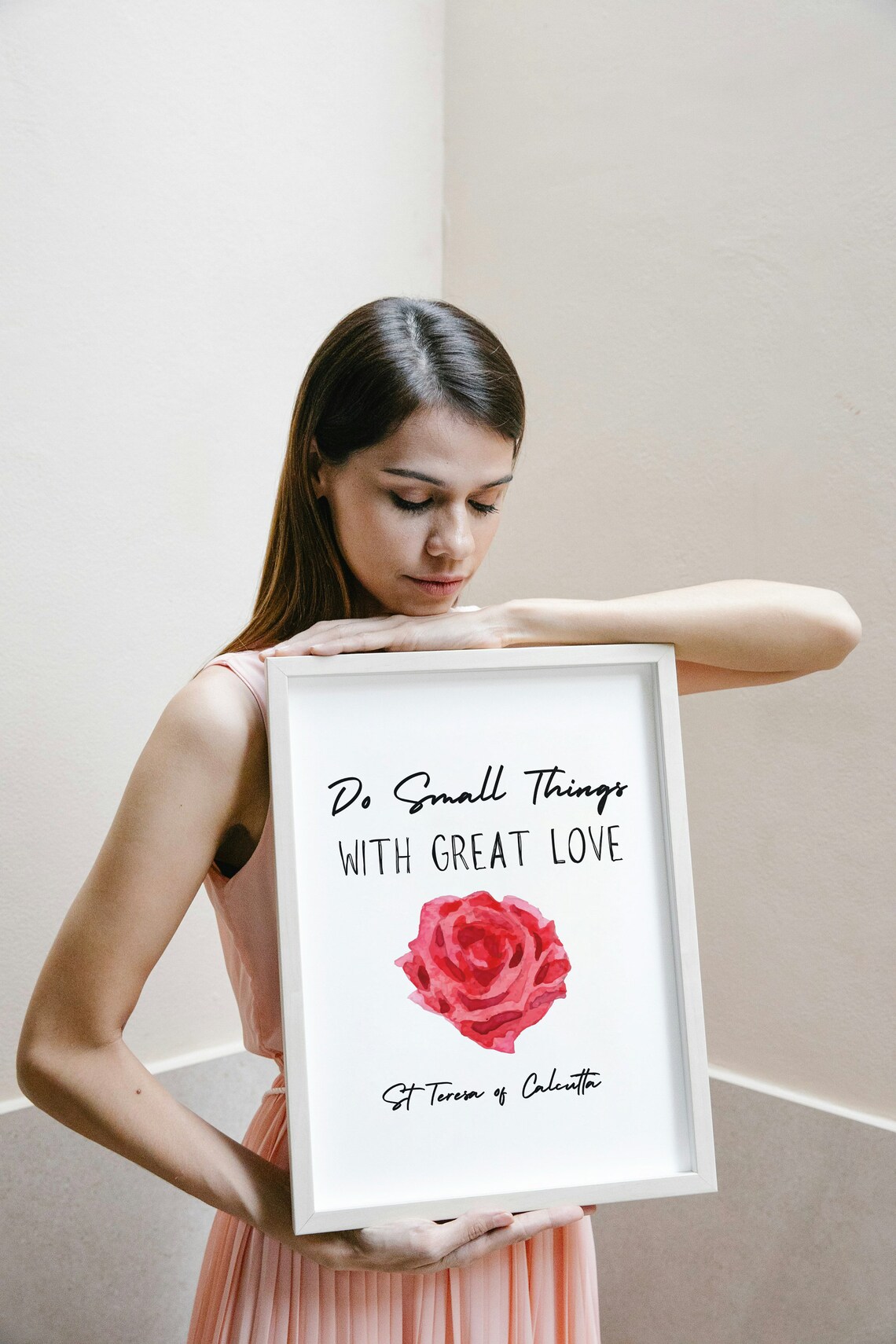 Do Small Things With Great Love St Teresa Calcutta Rose Watercolor Poster - Image 2