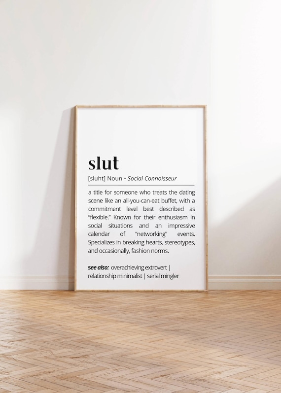 Slut Definition Wall Art Humorous Dating Scene Poster Satirical Modern Love Playful Relationship Humor Decor Funny Definition Poster Adults