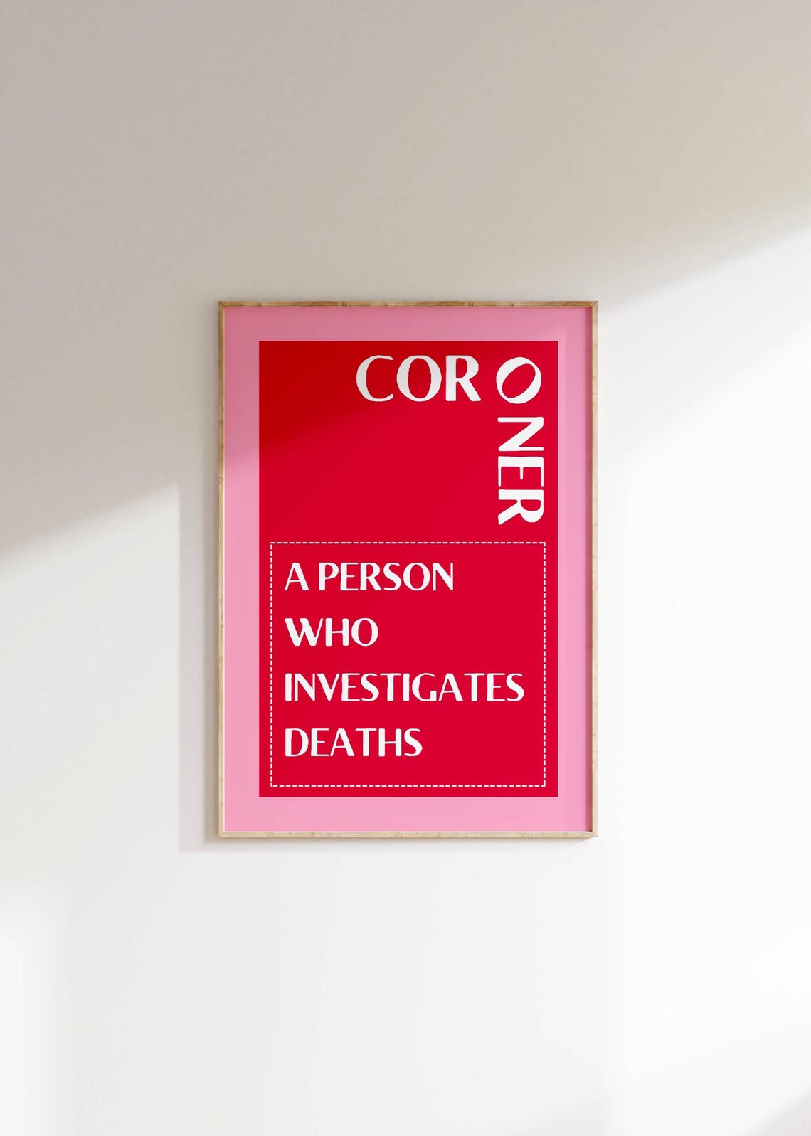 Coroner Definition Funny Dark Humor Dictionary Style Pink Poster
