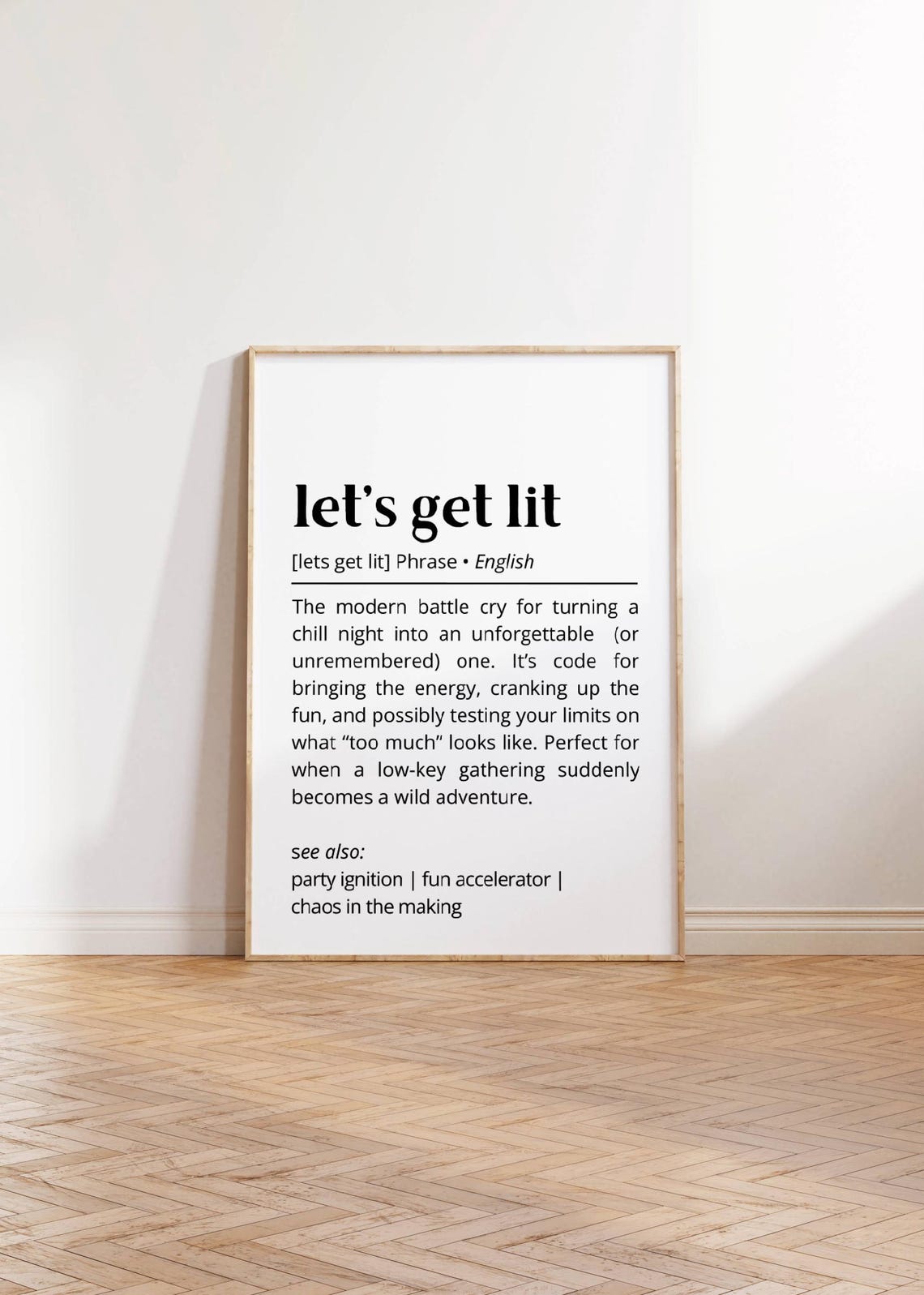 Lets Get Lit Funny Dictionary Definition Party Phrase Humor Poster - Image 2