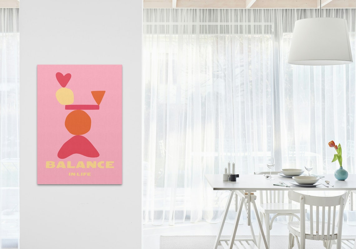 Balance in Life Abstract Shapes Pink Background Colorful Modern Poster - Image 3