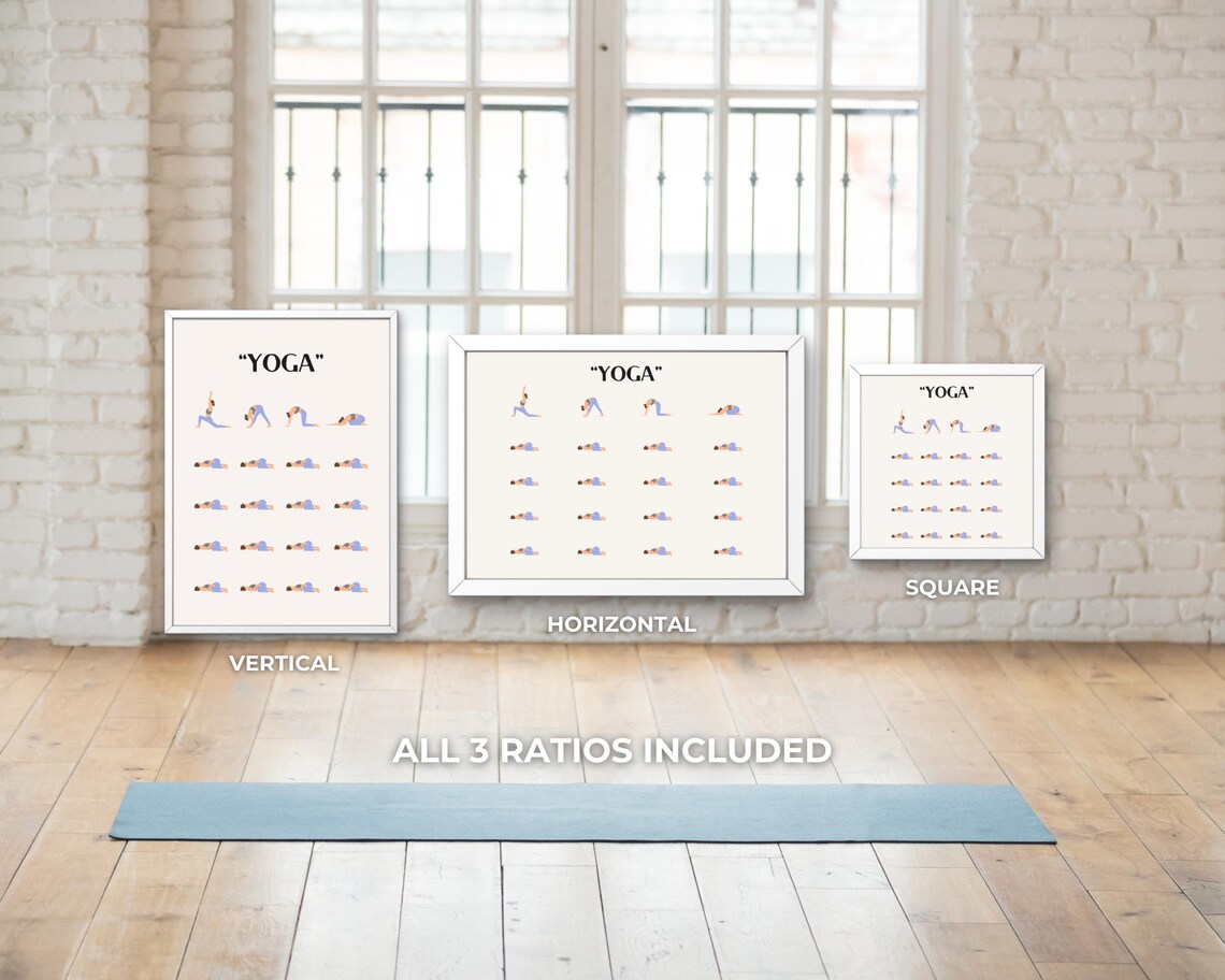 Lazy Yoga Funny Illustrated Yoga Pose Chart Modern Minimalist Humor Poster - Image 3