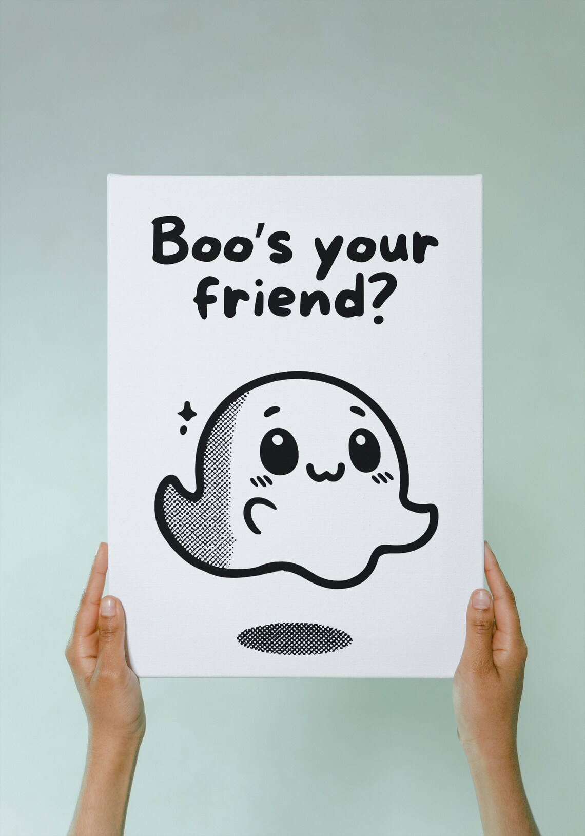 Boo To You Too Cute Kawaii Ghost Funny Halloween Party Poster - Image 3