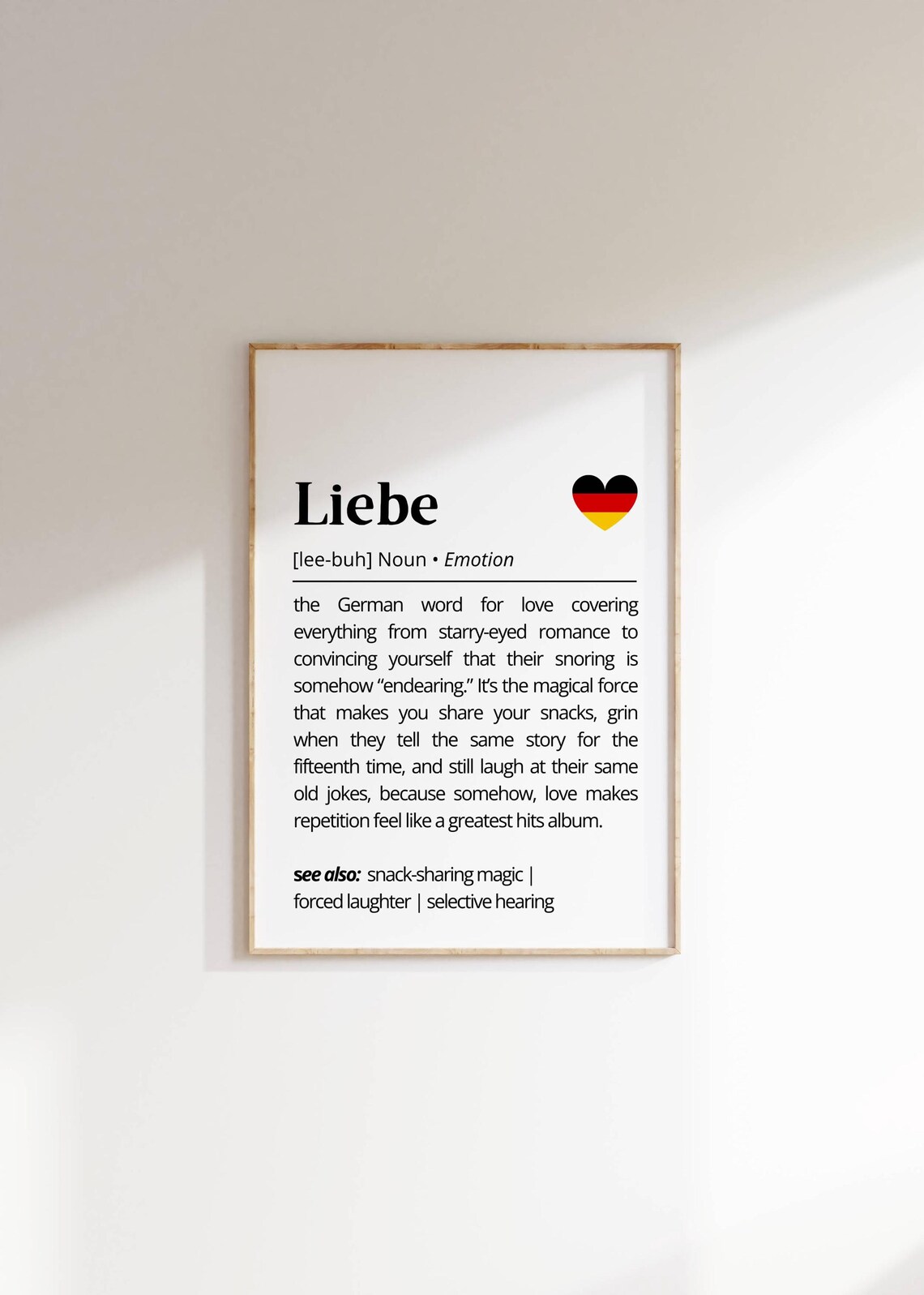 Liebe Definition German Love Word Romantic Heart Typography Poster