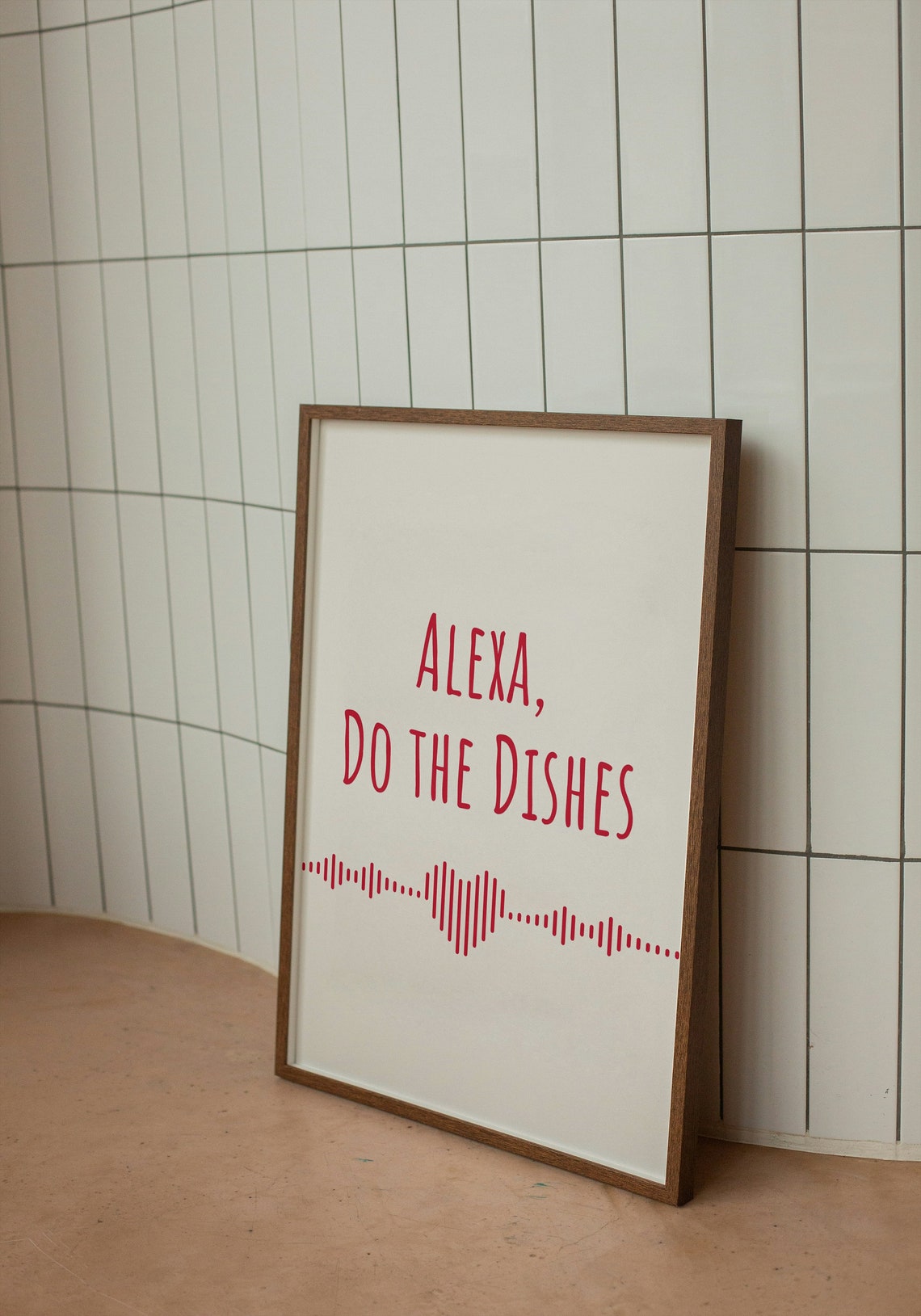 Alexa Do The Dishes Red Typography Funny Kitchen Wall Poster - Image 2
