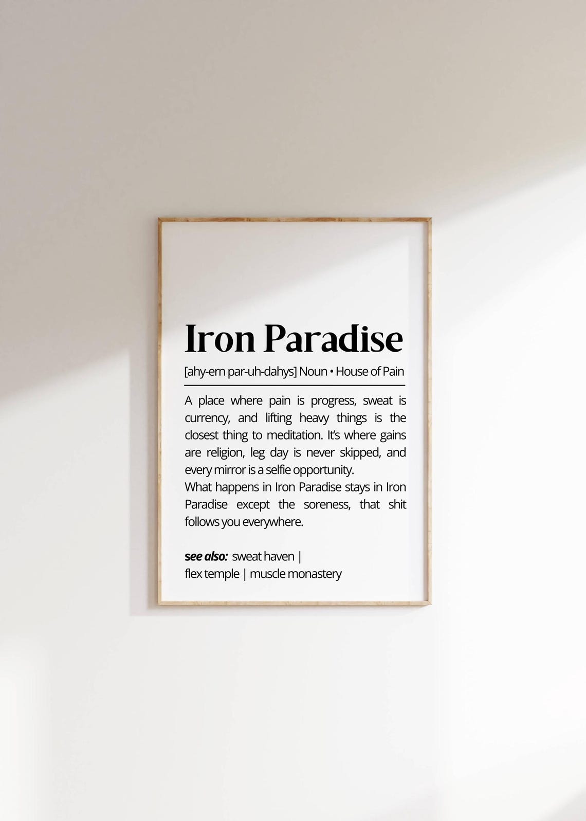 Iron Paradise Funny Gym Dictionary Definition Minimalist Poster