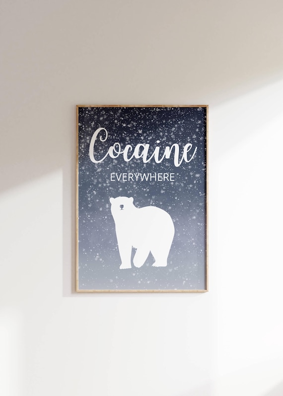 Cocaine Everywhere Polar Bear Snow Meme Dark Humor Quote Poster