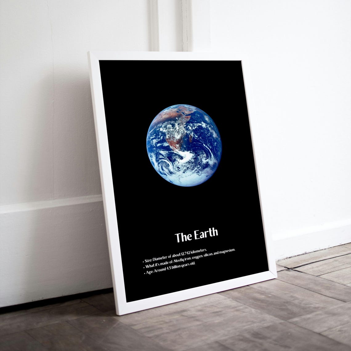 The Earth Photo Facts Poster Black Space Planet Educational Decor - Image 2