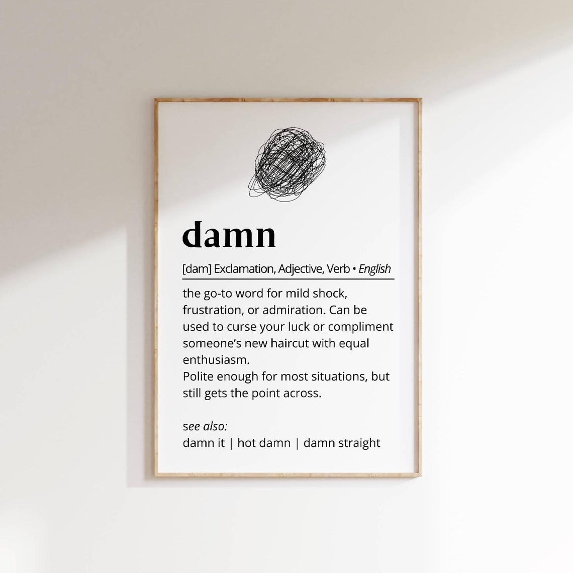 Damn Funny Dictionary Definition Poster Minimalist Quote Decor Art