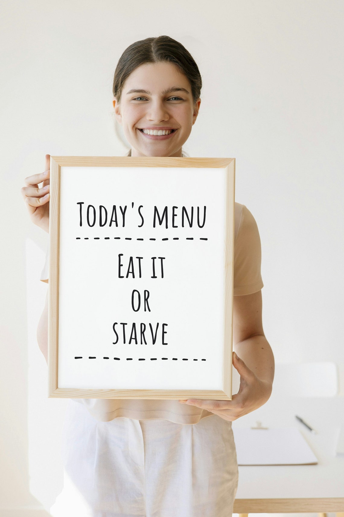 Today's Menu Eat It or Starve Funny Kitchen Typography Poster - Image 2