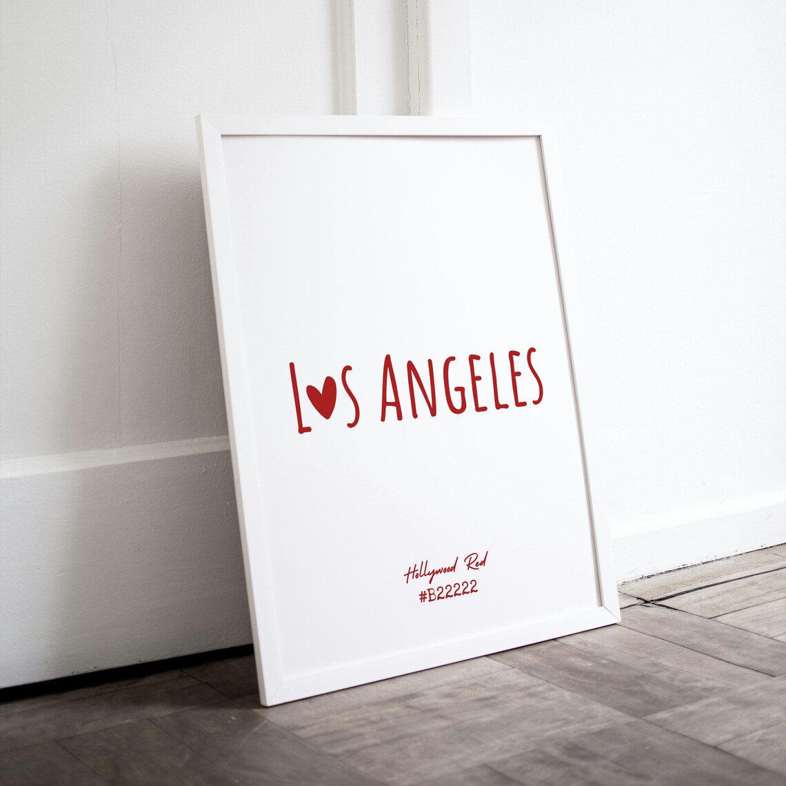 Los Angeles Hollywood Red Heart Typography Minimalist City Poster