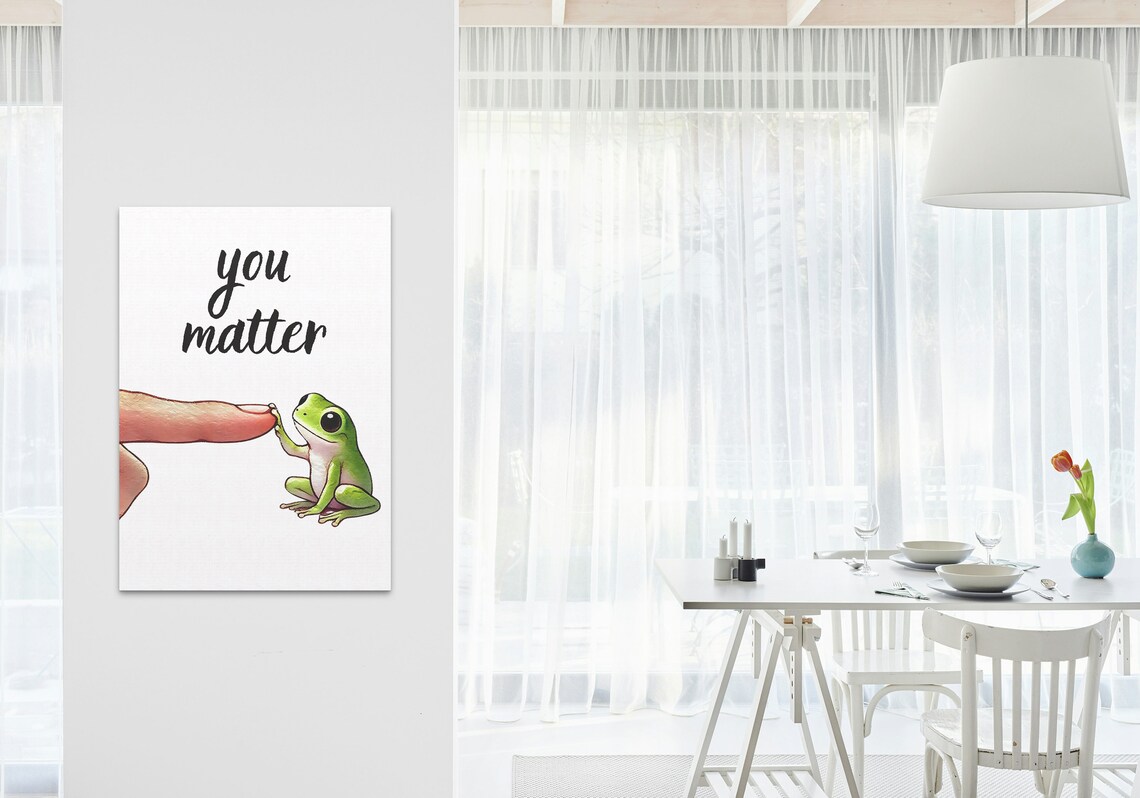 You Matter Cute Frog Finger Thumb Encouragement Quote Animal Poster - Image 3