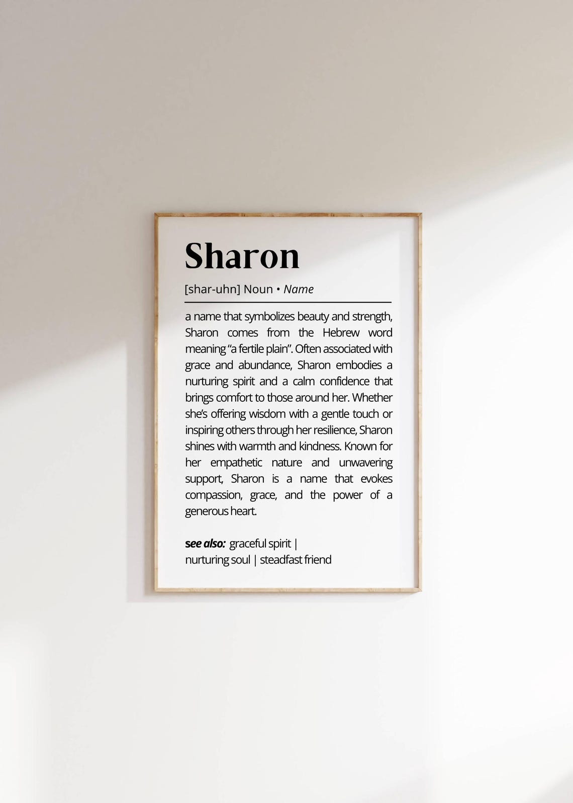 Sharon Name Definition Wall Art Personalized Inspirational Name Meaning Decor For Her Unique Elegant Minimalist Name Gift Poster
