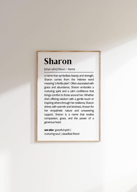 Sharon Name Definition Wall Art Personalized Inspirational Name Meaning Decor For Her Unique Elegant Minimalist Name Gift Poster