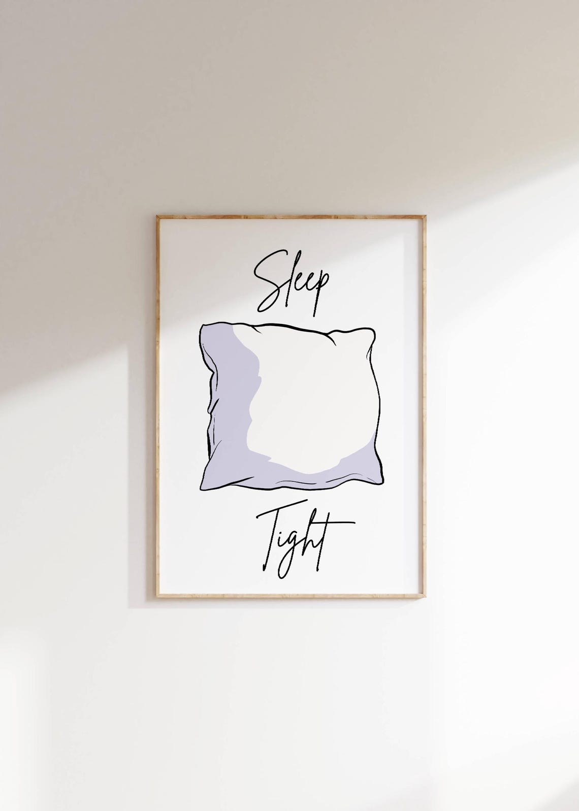 Sleep Tight Pillow Sketch Minimalist Line Art Bedroom Wall Poster - Image 3