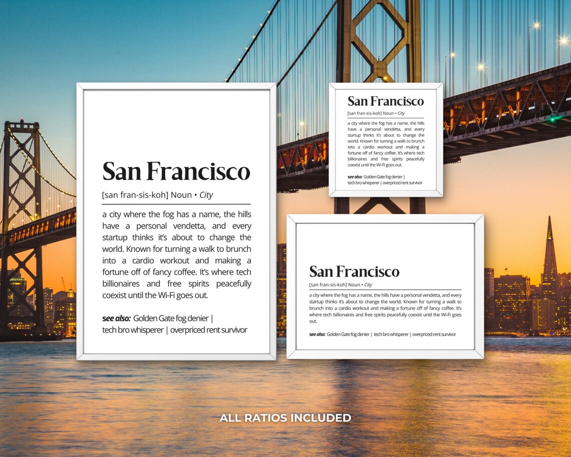 San Francisco Fog Hills Funny City Dictionary Definition Poster - Image 3