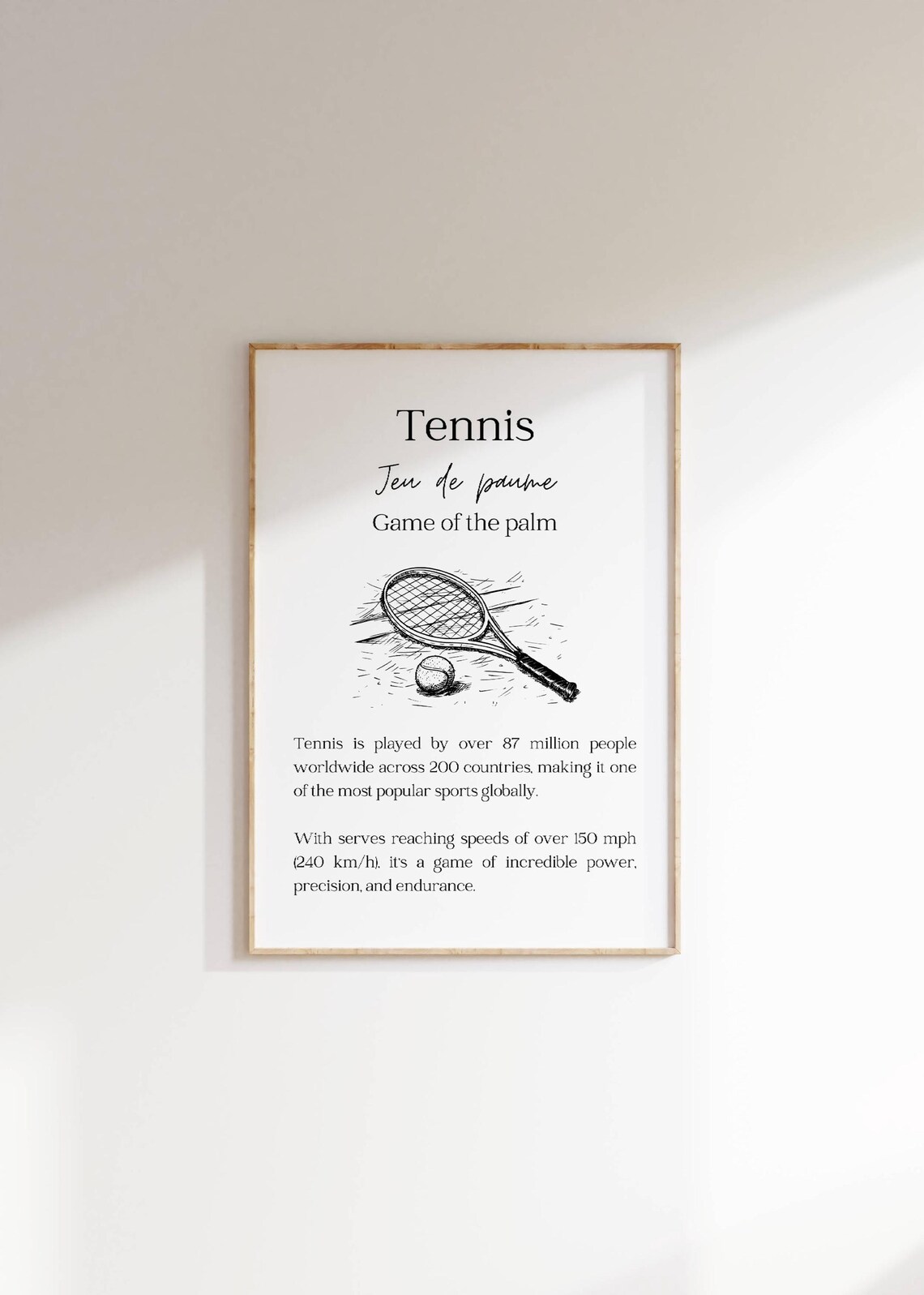 Tennis Jeu De Paume Game Of The Palm Vintage Racket Facts Poster - Image 3