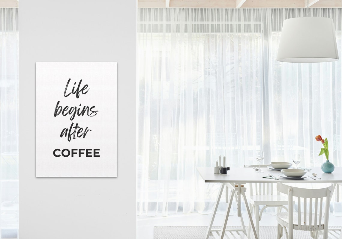 Life Begins After Coffee Black Script Funny Kitchen Decor Poster - Image 3