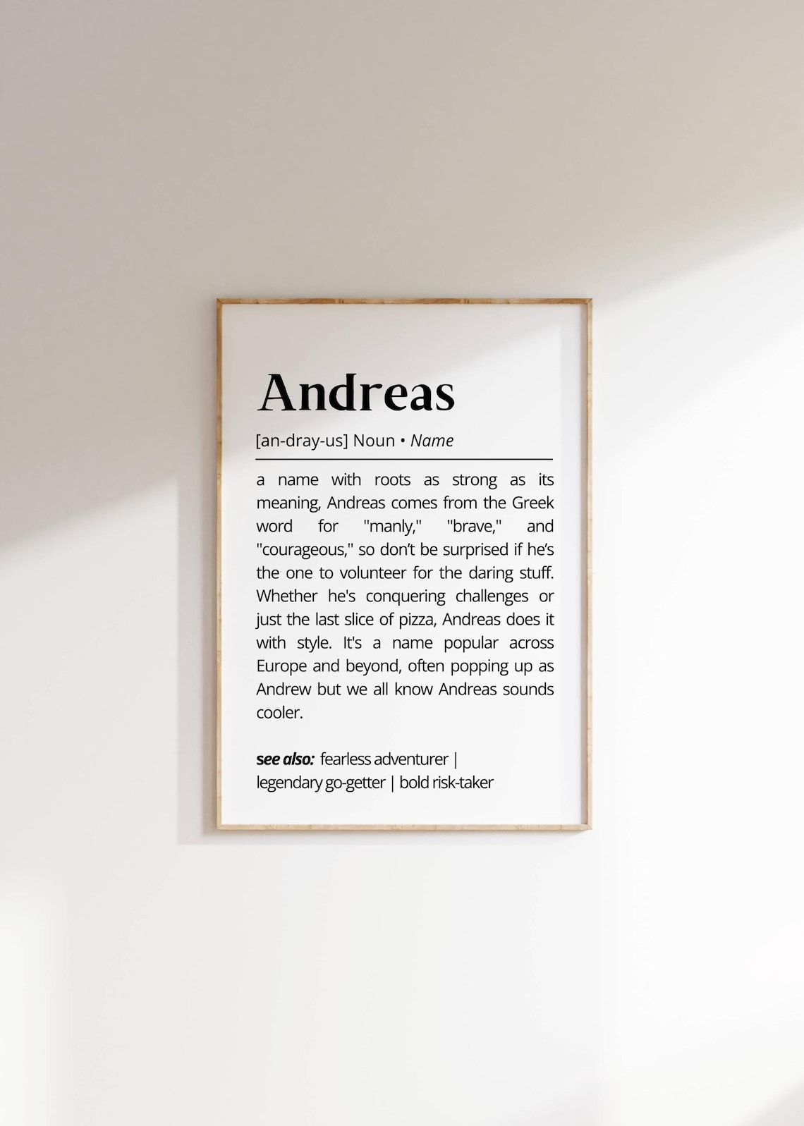 Andreas Name Meaning Minimalist Art Print, Personalized
