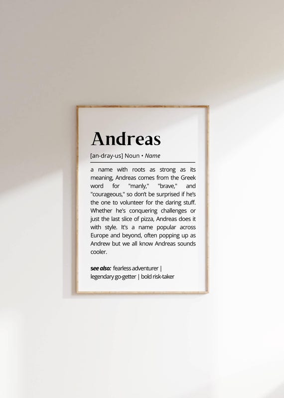 Andreas Name Meaning Minimalist Art Print, Personalized