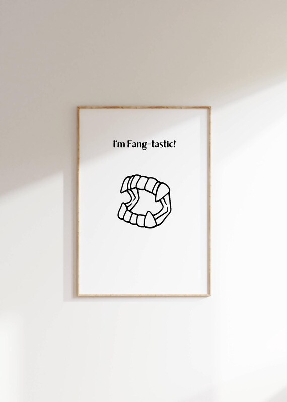 Im Fang Tastic Vampire Fangs Line Art Funny Halloween Poster