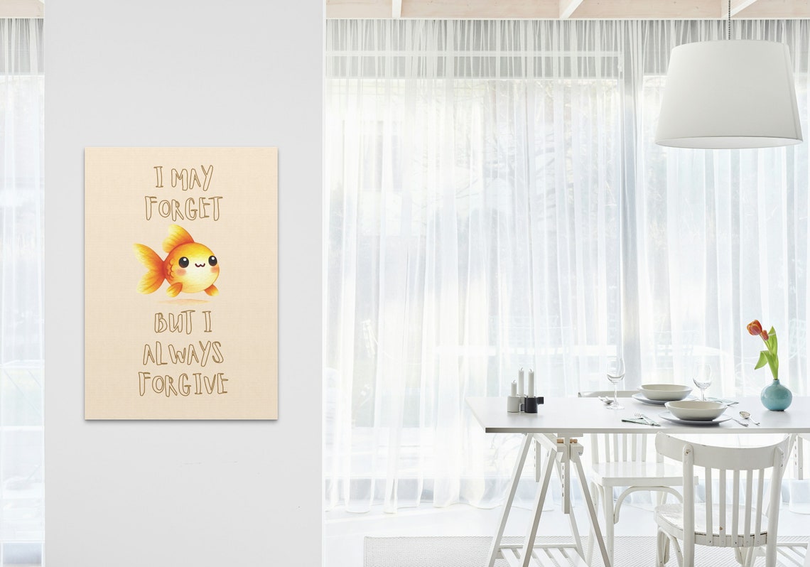 I May Forget But I Always Forgive Cute Goldfish Quote Animal Poster - Image 3