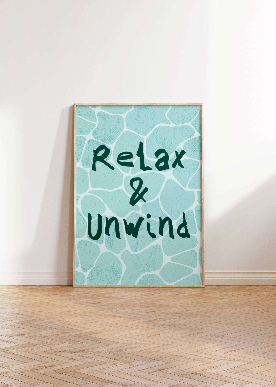 Relax And Unwind Teal Water Ripple Calm Spa Style Wall Poster - Image 3