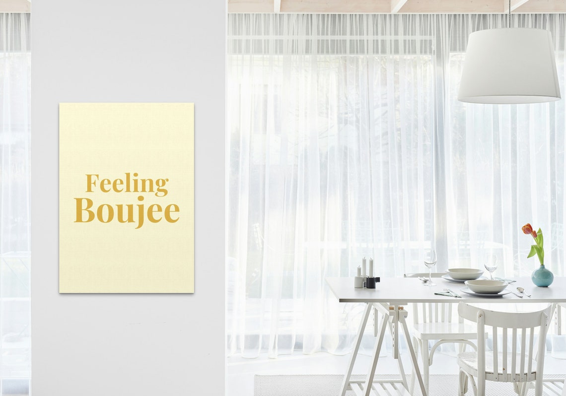 Feeling Boujee Gold Script Yellow Typography Quote Poster Decor - Image 3