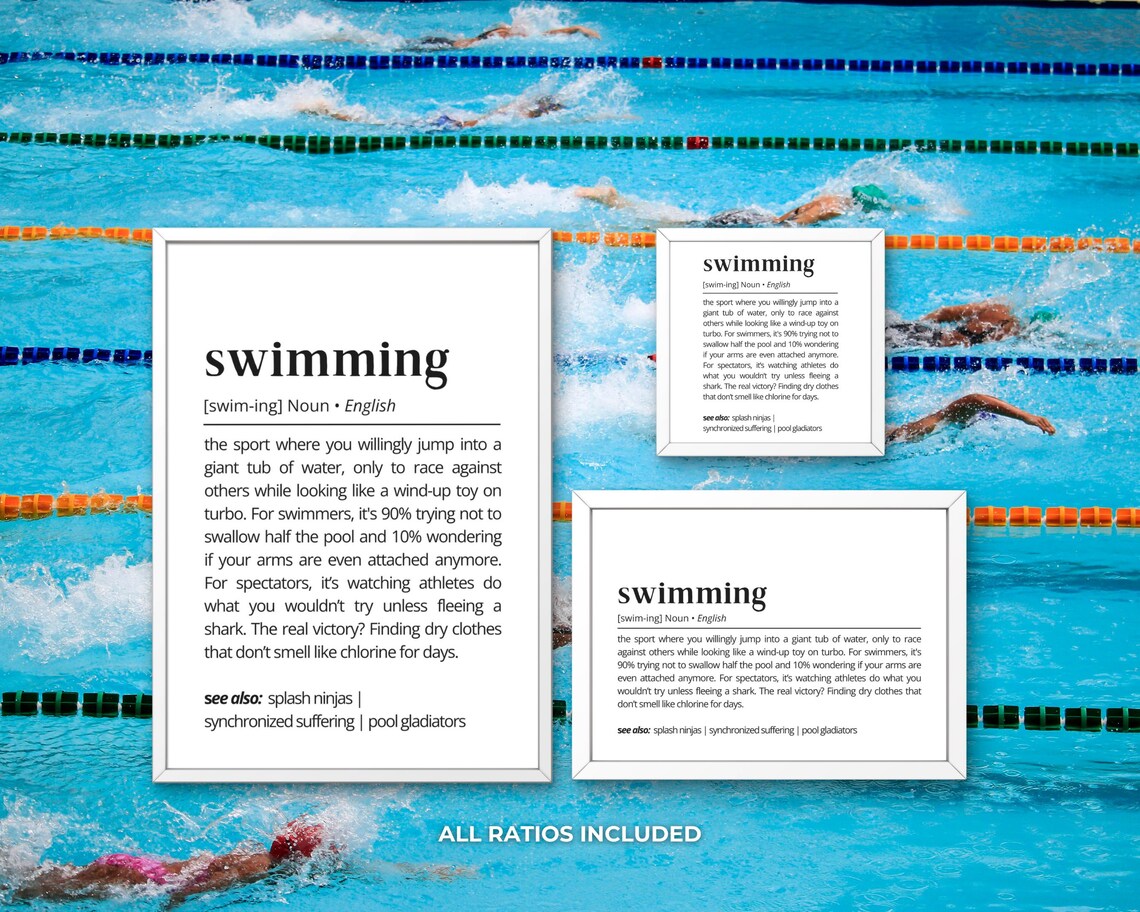 Swimming Definition Funny Sports Typography Art Print - Image 3