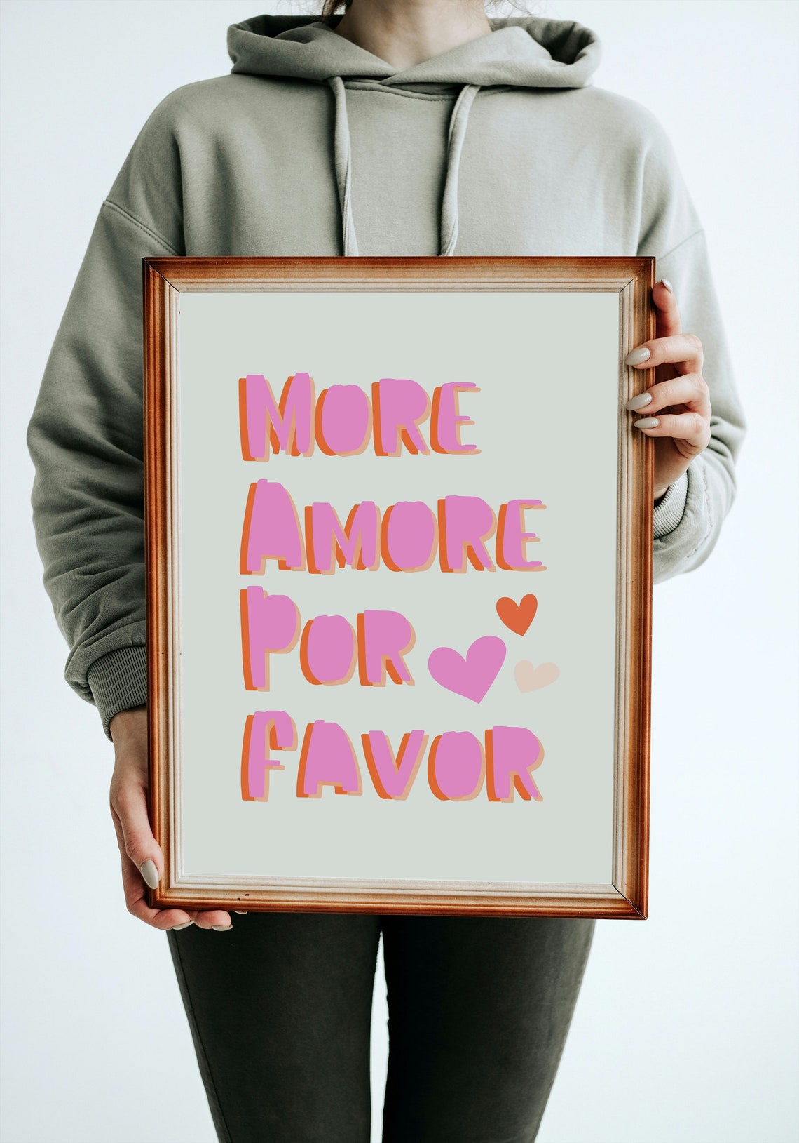 More Amore Por Favor Pink Retro Typography Love Quote Wall Poster - Image 3