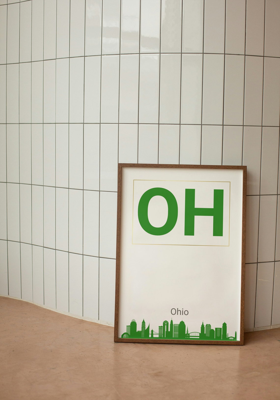 Ohio OH Green Typography Skyline Silhouette State Pride Poster - Image 2