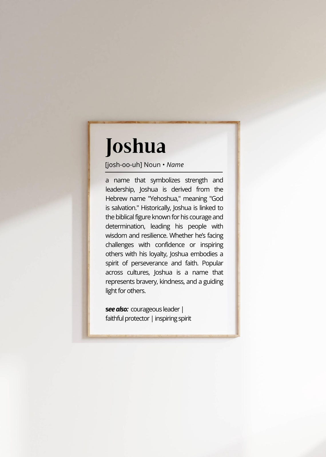 Joshua Name Definition Print Personalized Meaning Faith Gift Art - Image 2