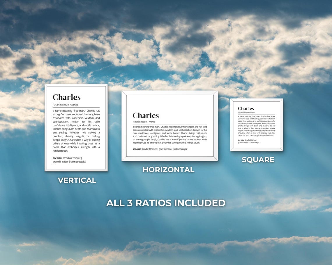 Charles Name Definition Print Personalized Meaning Noble Gift Art - Image 3