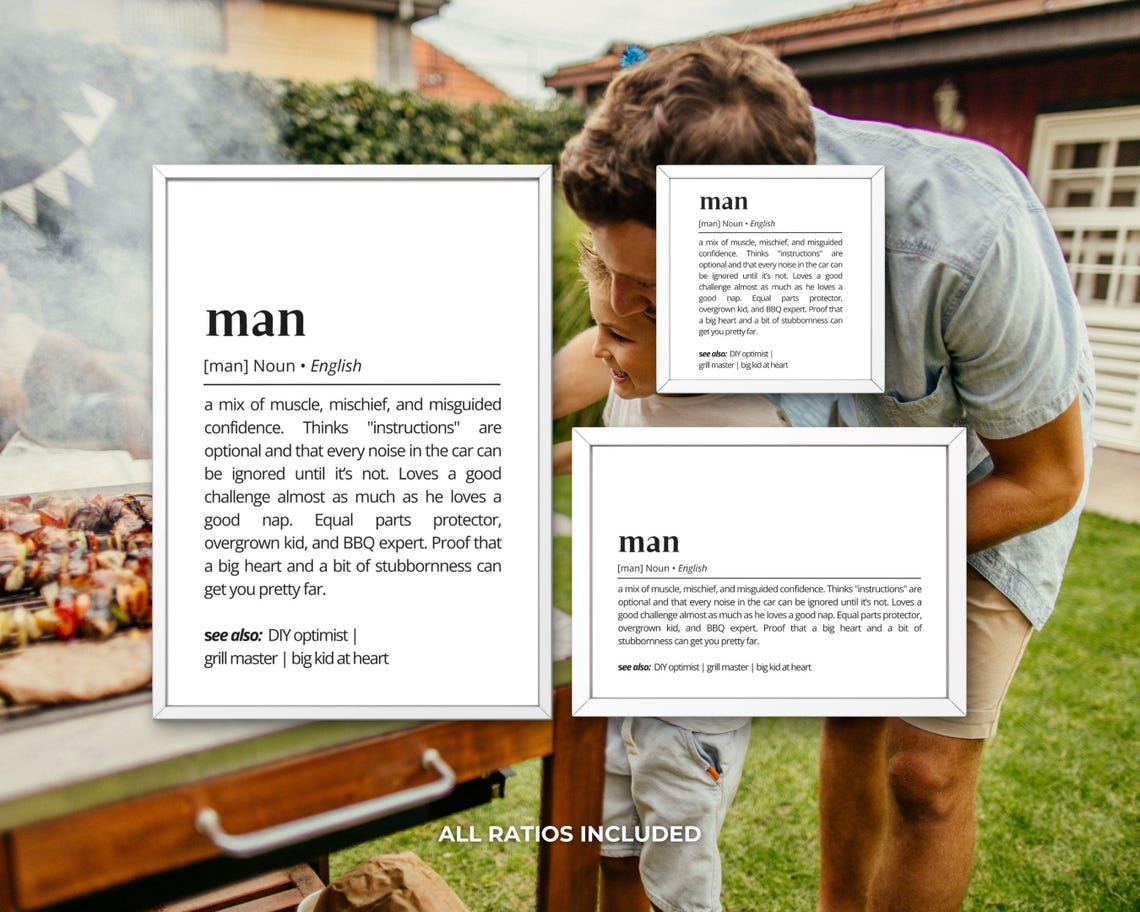 Man Funny Dictionary Definition Poster for Dad Fun Gift Decor - Image 3