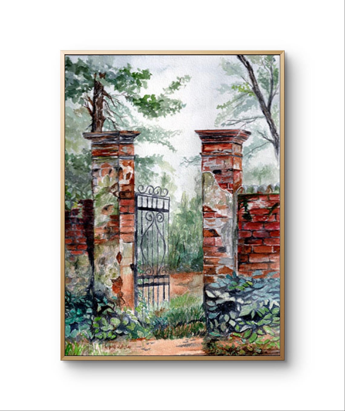Old Garden Door Vintage Poster Print