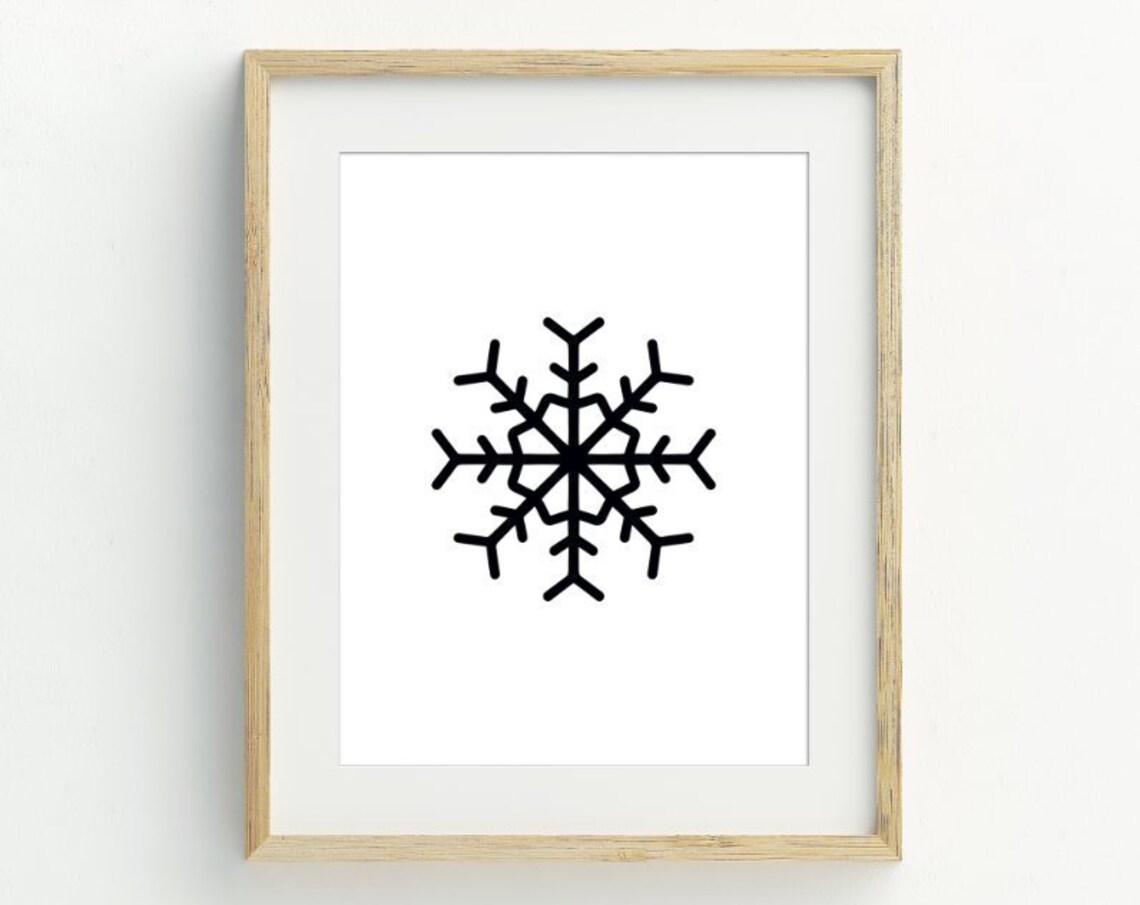 Snowflake Art Print, Minimalist Christmas Wall Art