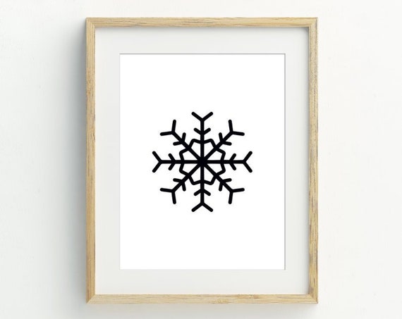 Snowflake Art Print, Minimalist Christmas Wall Art