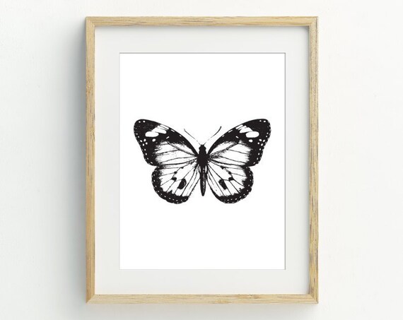 Butterfly Monochrome Minimalist Art Print