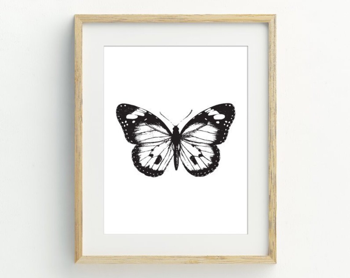 Butterfly Monochrome Minimalist Art Print