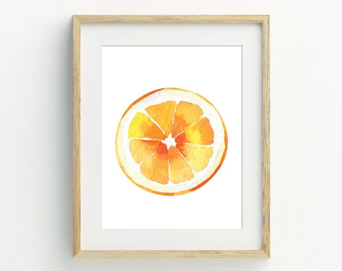 Orange Slice Watercolor Kitchen Wall Art Poster