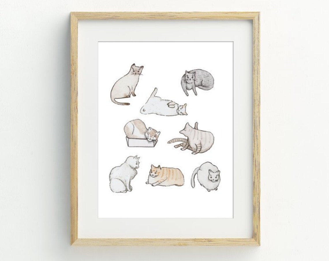 Funny Cats Wall Art Poster, Cat Lover Gift