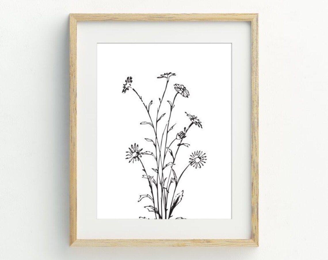 Minimalist Flowers Art Print, Botanical Wall Decor