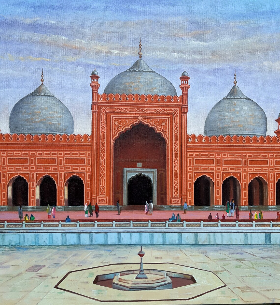 Badshahi Mosque Lahore Oil Painting Red Mughal Architecture Poster - Image 3