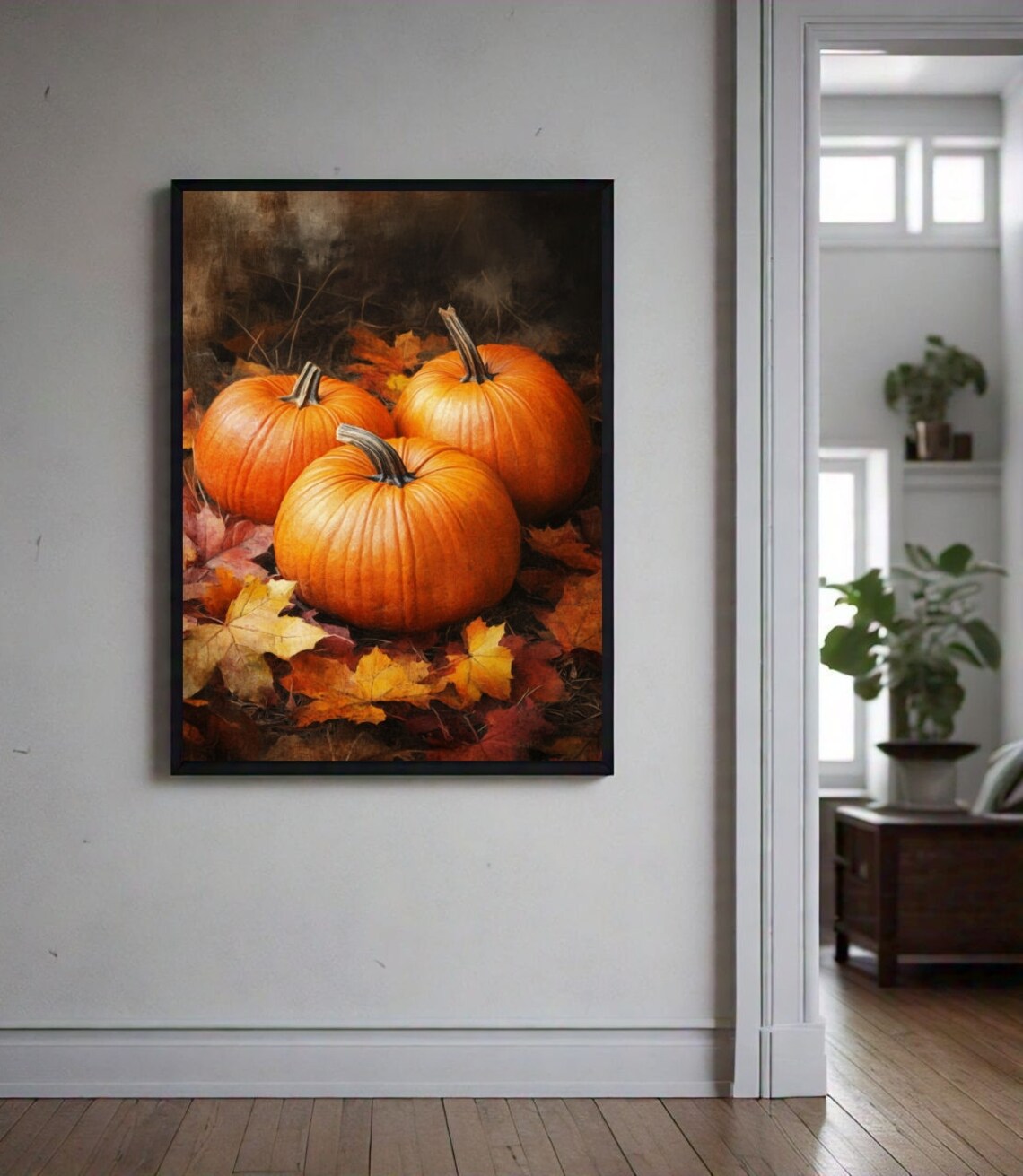 Autumn Pumpkin Art Print, Rustic Fall Decor - Image 2